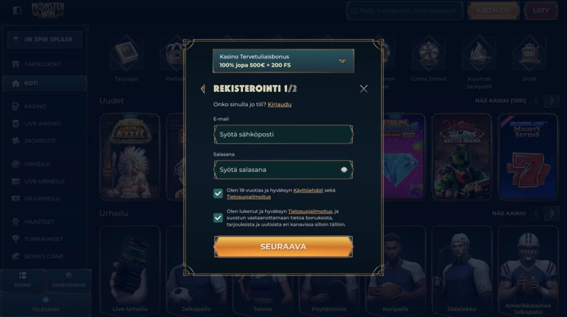 Monsterwin Registration